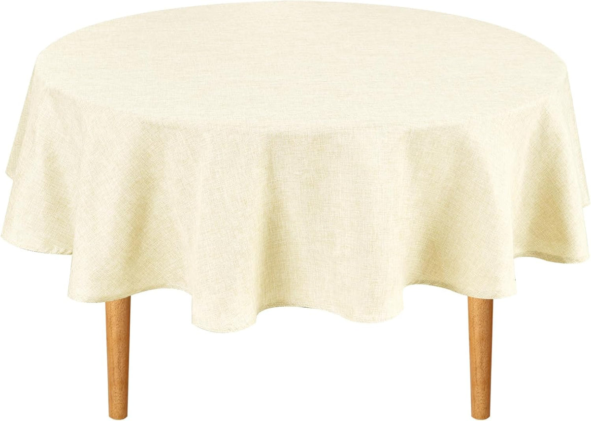 Hiasan Linen Tablecloth 45 Inch Round - Wrinkle and Stain Resistant Washable Polyester Fabric Table