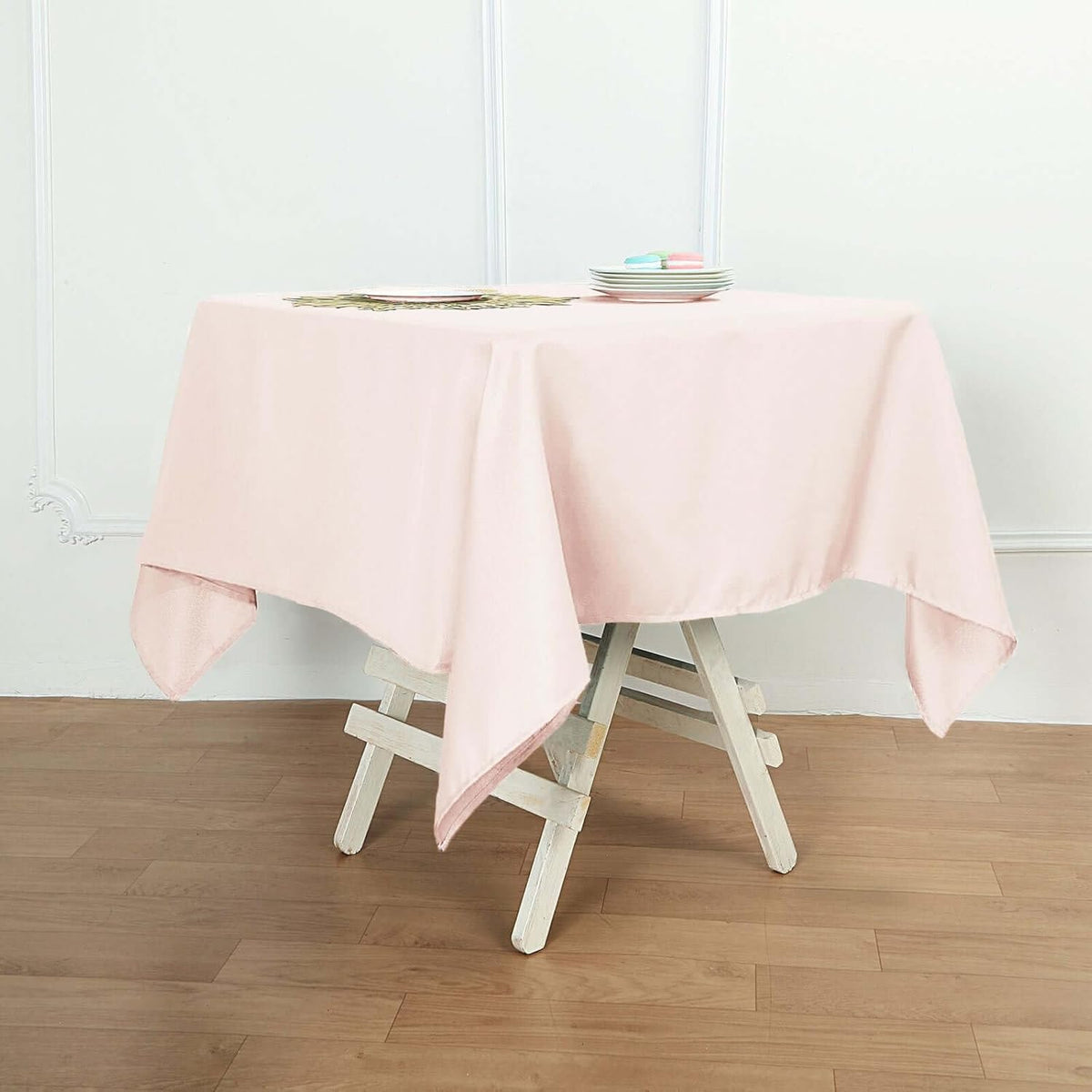 Efavormart 54x54 Blush Wholesale Linens Seamless Polyester Square Linen Tablecloth for Wedding