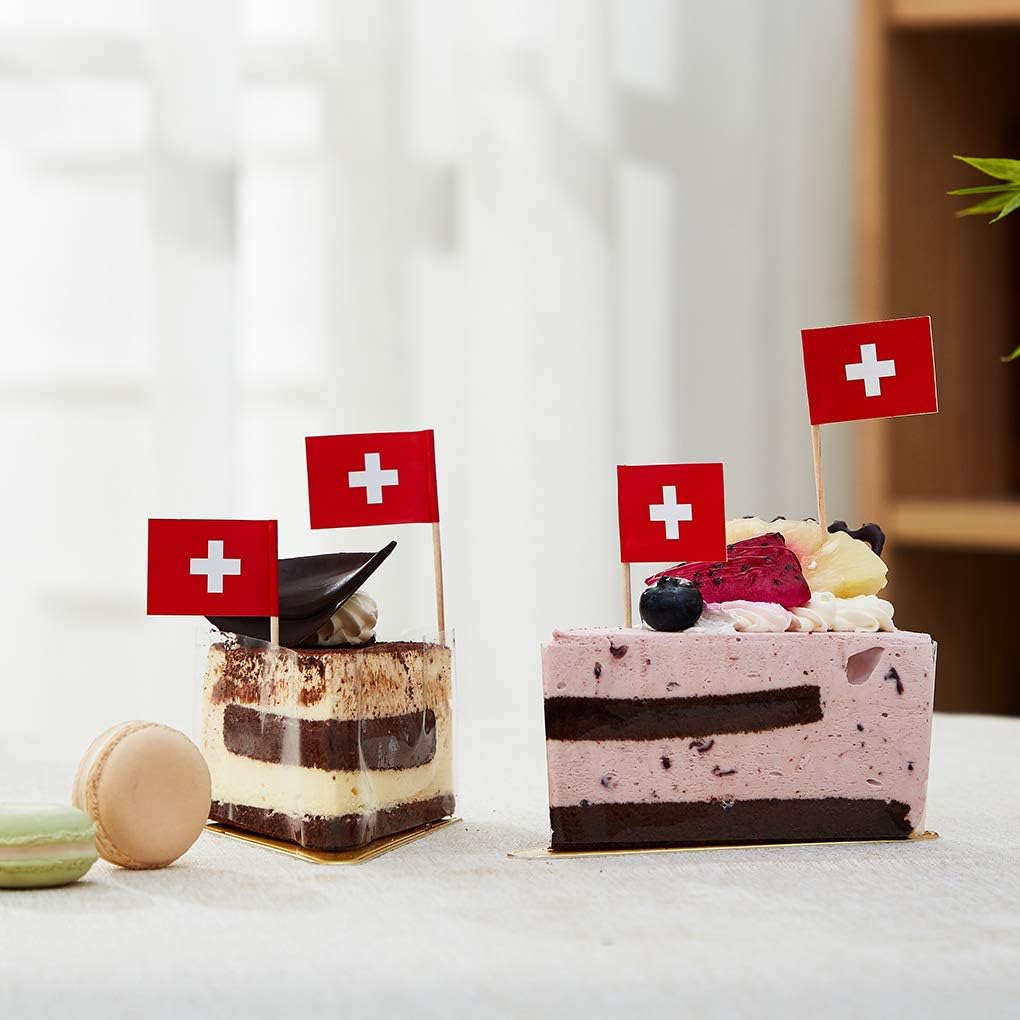 Switzerland Flag Swiss Flag, Small Mini Switzerland Toothpick Flags for Food, Cupcakes, Cocktails
