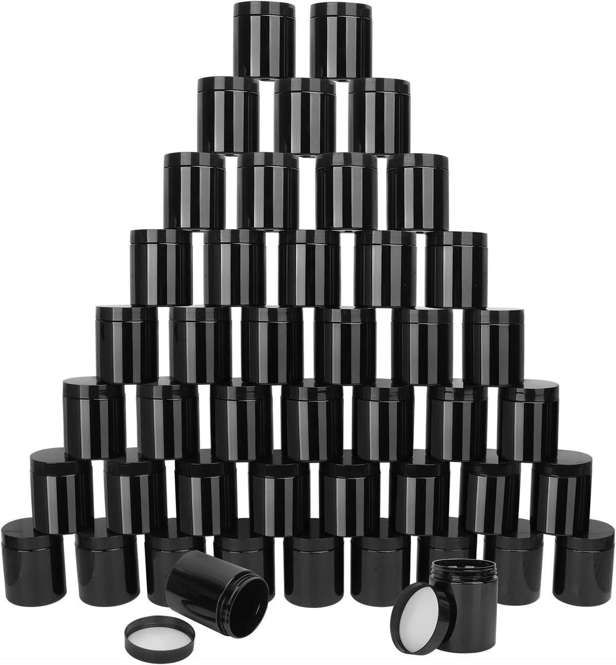 47 Packs 8 oz (250 ml) Black Plastic Jars with Lids, Plastic jars with Lids for Beads, Rhinestones