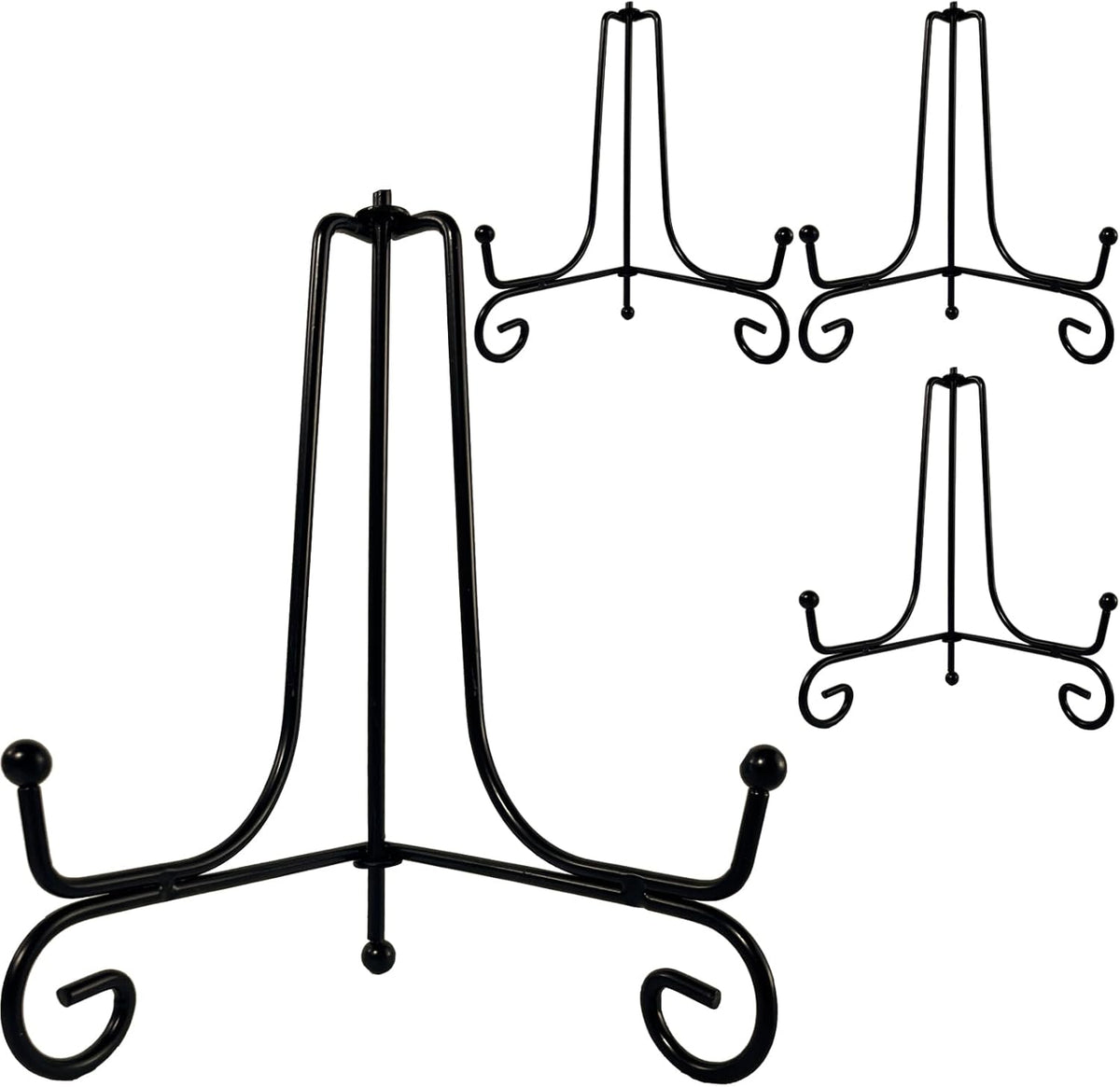 4PCS Premium Black Iron Plate Stands for Display 6 Inch, Decorative Solid Metal Plate Holders for