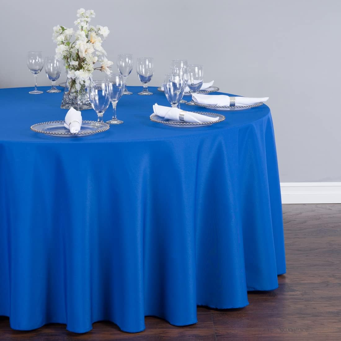 LTC LINENS 10 Pack 120 Inch Round Tablecloth Royal Blue for 60 Inch Round Table - Bulk Round Table
