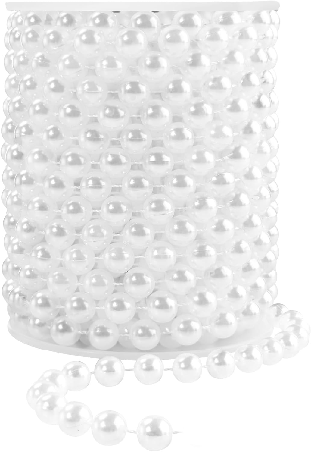 Faux Pearl Beads Garland - 10mm Christmas Tree Beads, 11 Yards White Pearl Strands Spool for