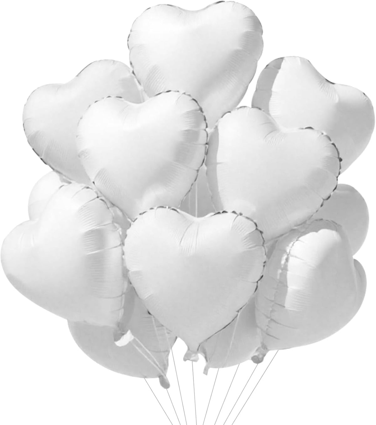 TONIFUL 15Pcs 18 Inch White Heart Balloons White Heart Shape Foil Mylar Balloons Decoration for