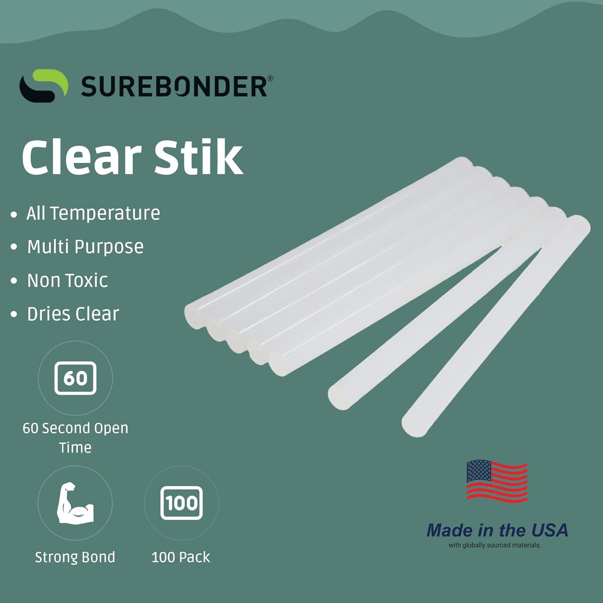 Surebonder DT-100 Mini Size Hot Glue Sticks for Mini Glue Guns 0.27 in. Diameter, 4 in. Length