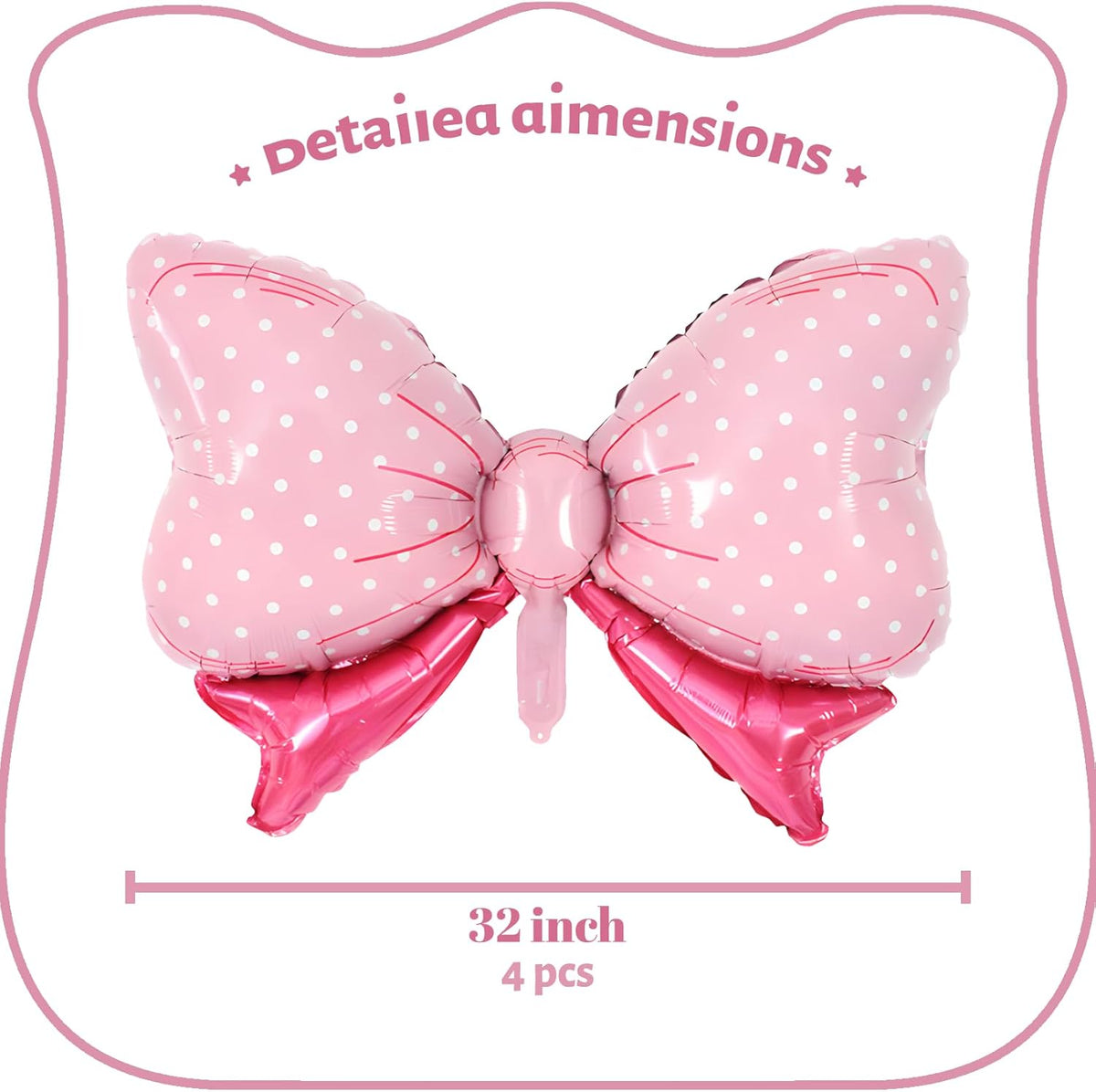 36 Inches Bow Foil Balloon Huge Bowtie Pink Balloon for Baby Shower, Wedding, Kids Theme Party