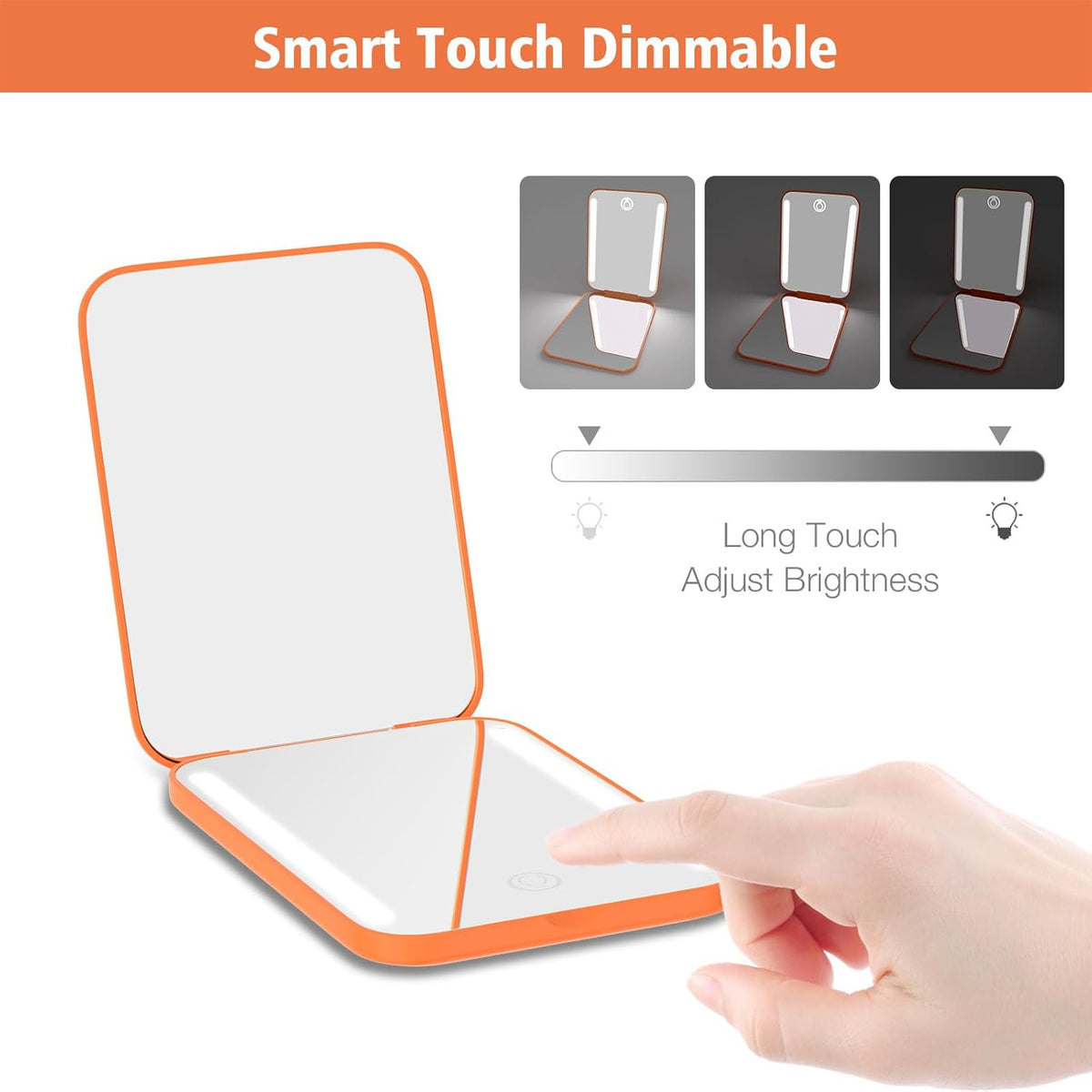 Kintion Rechargeable Pocket Mirror, Double Sided 1X/3X Magnification Compact Vanity Mirror, 3 Color