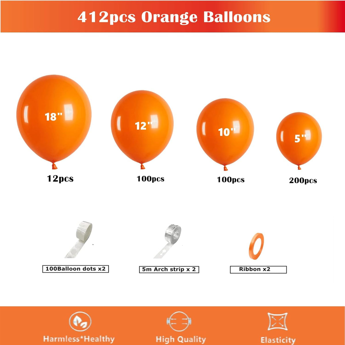 412pcs Orange Balloons 18 12 10 5 Inch Orange Balloon Garland Arch Kit Different Sizes Matte Latex