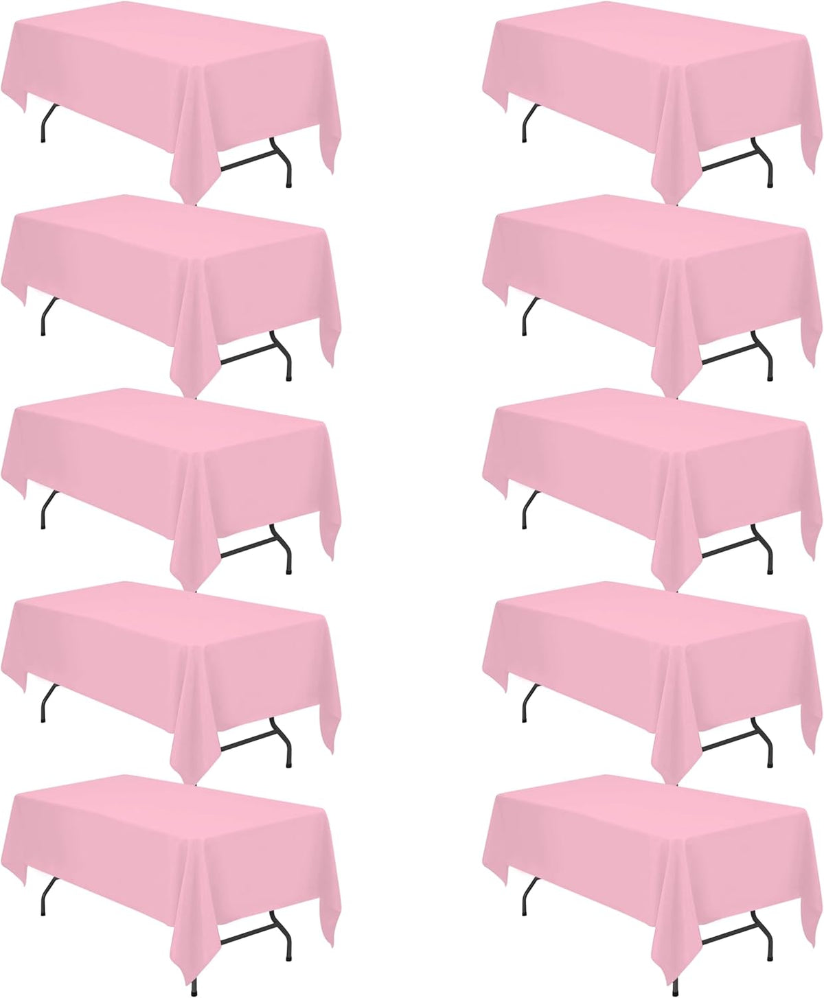 BRILLMAX 10 Pack Pink Tablecloths for 6 Foot Rectangle Tables 60 x 102 Inch - 6ft Rectangular Bulk