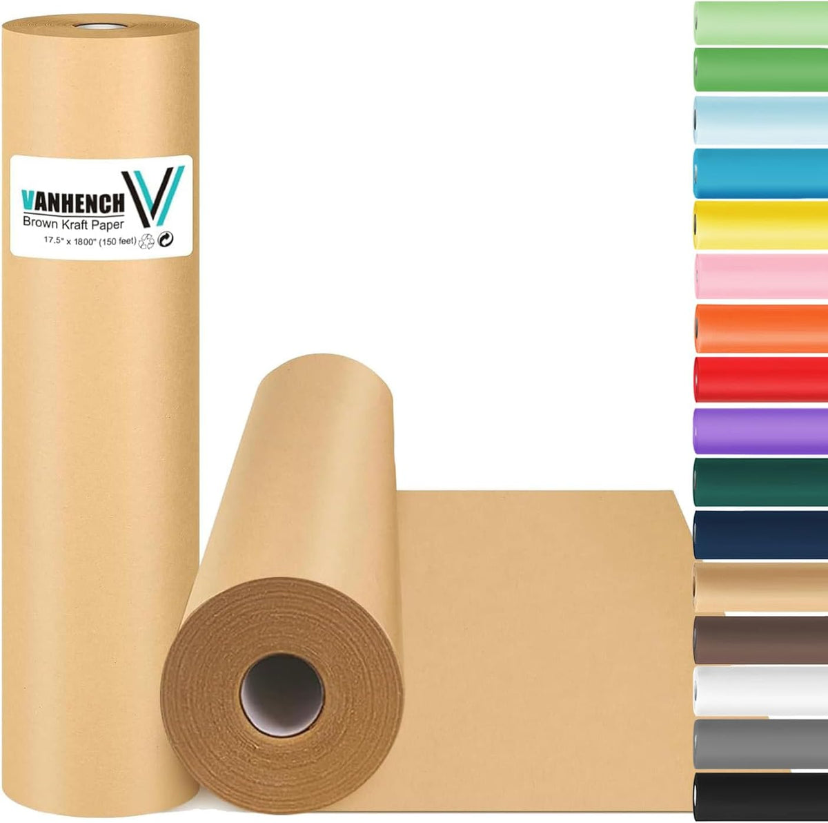 Vanhench Brown Wrapping Paper, Craft Paper, Kraft Paper 17.5"x 1800"(150'), Gift Wrapping Bulletin