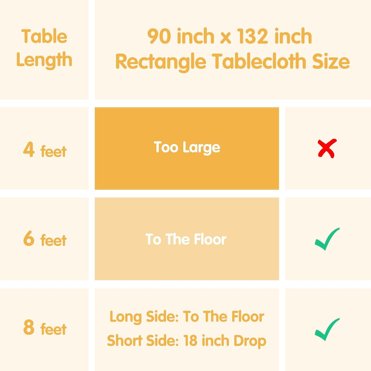 BRILLMAX 6 Pack Ivory Tablecloths for 6 Foot Rectangle Tables 90 x 132 Inch - 6ft Rectangular Bulk