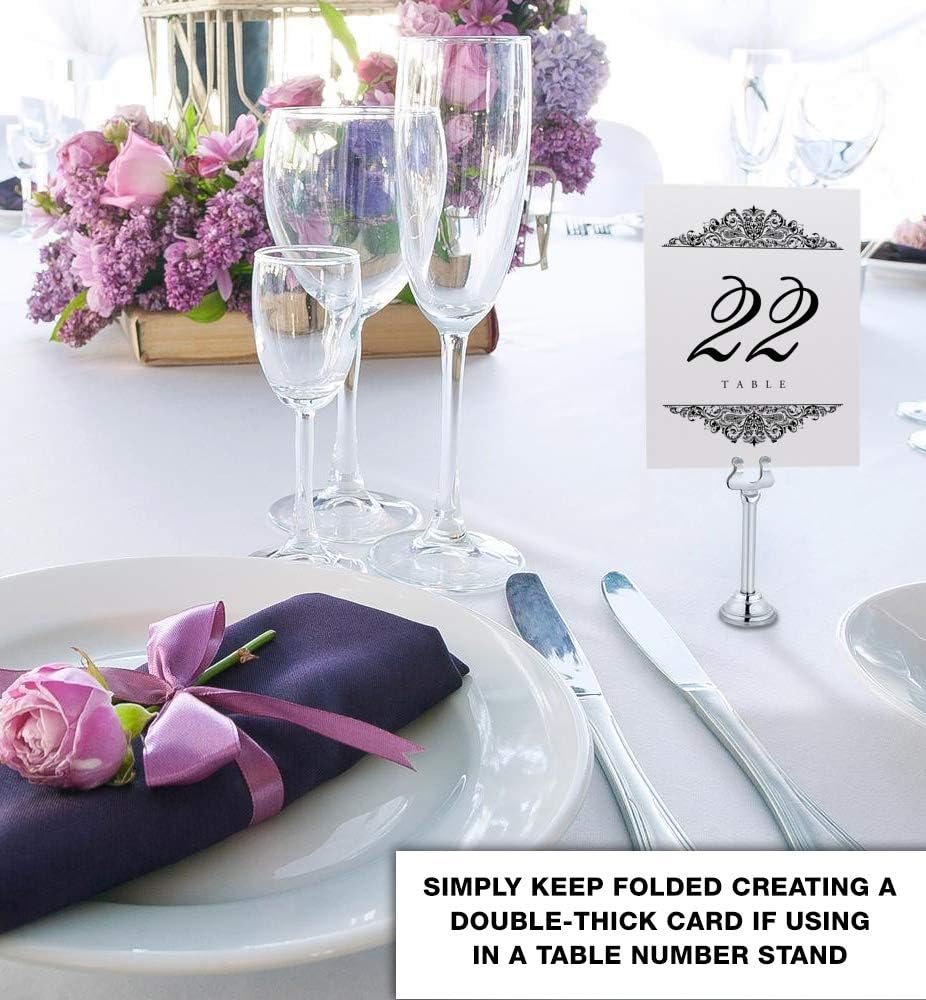 Paisley Wedding Table Numbers (Select Color/Quantity), Champagne, Black, 1-110, Double Sided, Tent