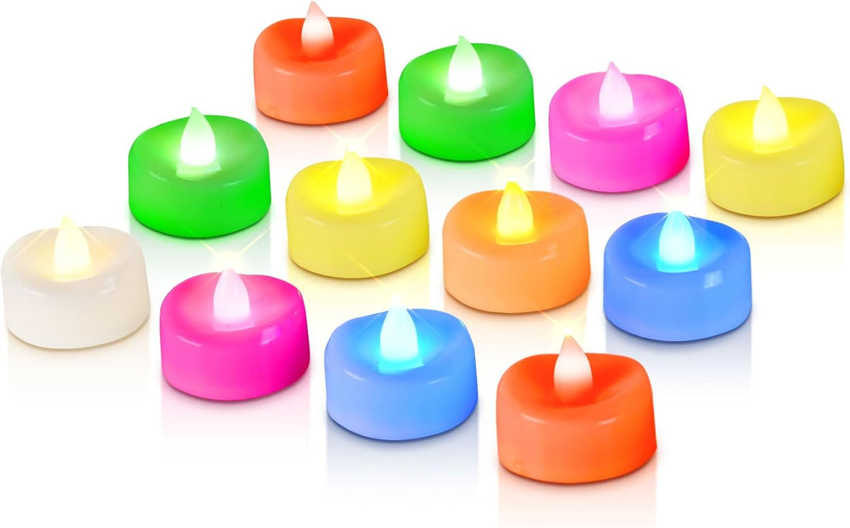 Raycare 7-Color Changing LED Tea Lights Battery Operated, 200+Hour Flickering Votive Candles