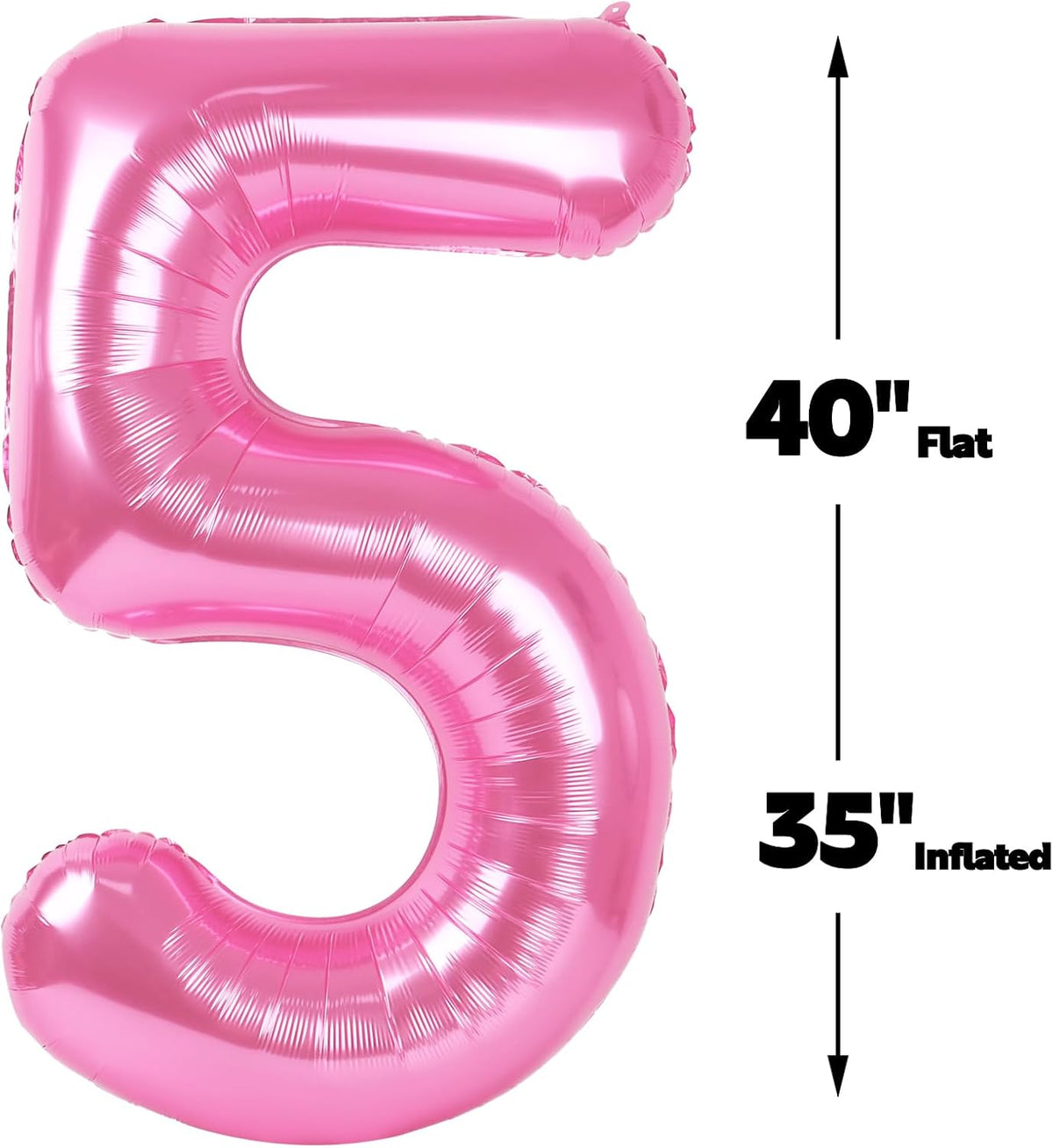 Pink 40 Inch Large Number 5 Birthday Balloon, Five 5th 15 25 35 50 55 Birthday Celebration