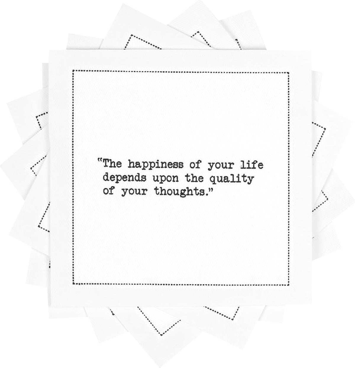 Marcus Aurelius Quotes Napkins - White Cotton Cloth Napkins, 4.5" x 4.5" (50 Pack) for Cocktails
