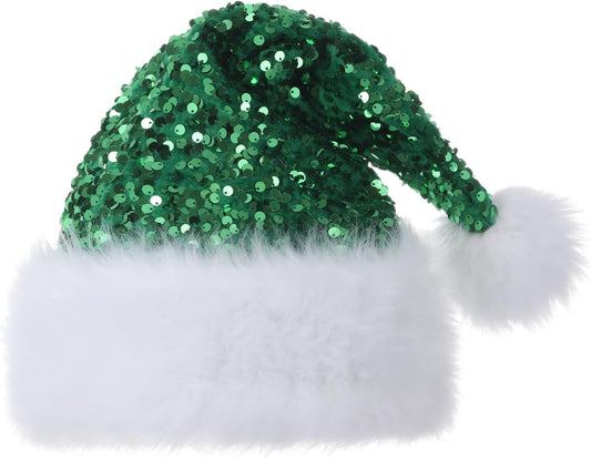 Personalized Sequin Santa Hat for Adults, Red Glitter Christmas Party Hat, Xmas Halloween New Year