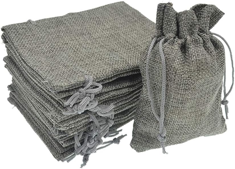 20pcs Burlap Bags 5x7 Inch, Linen Drawstring Gift Bags, Wedding Party Christmas Favor Bags Jewelry