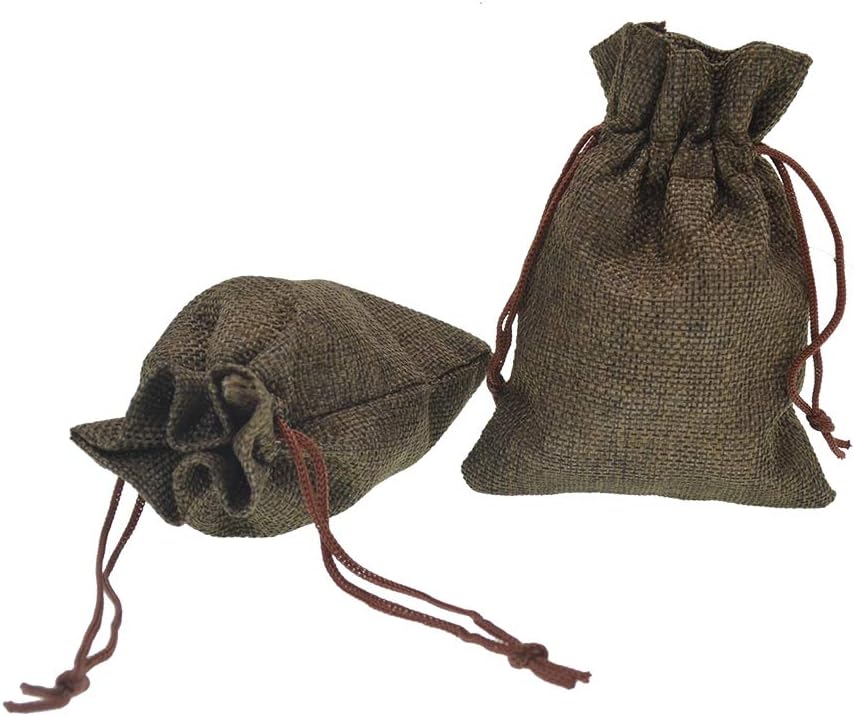 20pcs Burlap Drawstring Gift Bags, 2.7 x 3.5 inch Jute Linen Sacks Jewelry Pouches for Christmas