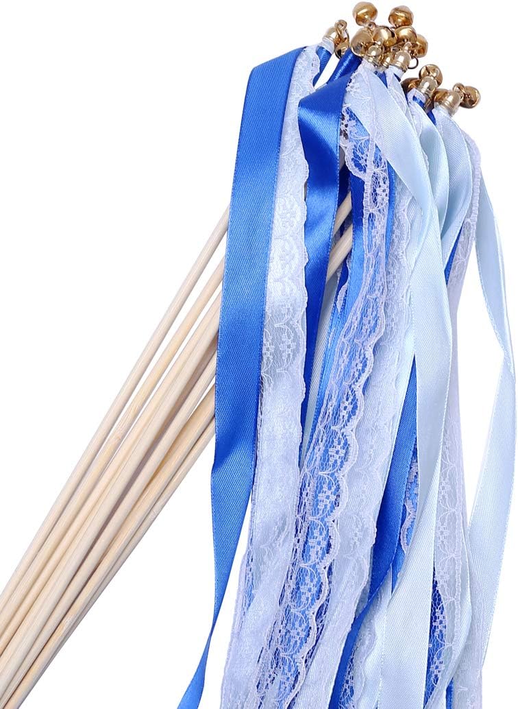 30pcs Lace Ribbon Stick Wands Christmas Birthday Party Streamers Wands Fairy Stick for Wedding