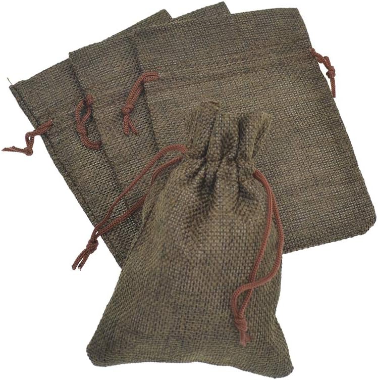 20pcs Burlap Drawstring Gift Bags, 2.7 x 3.5 inch Jute Linen Sacks Jewelry Pouches for Christmas