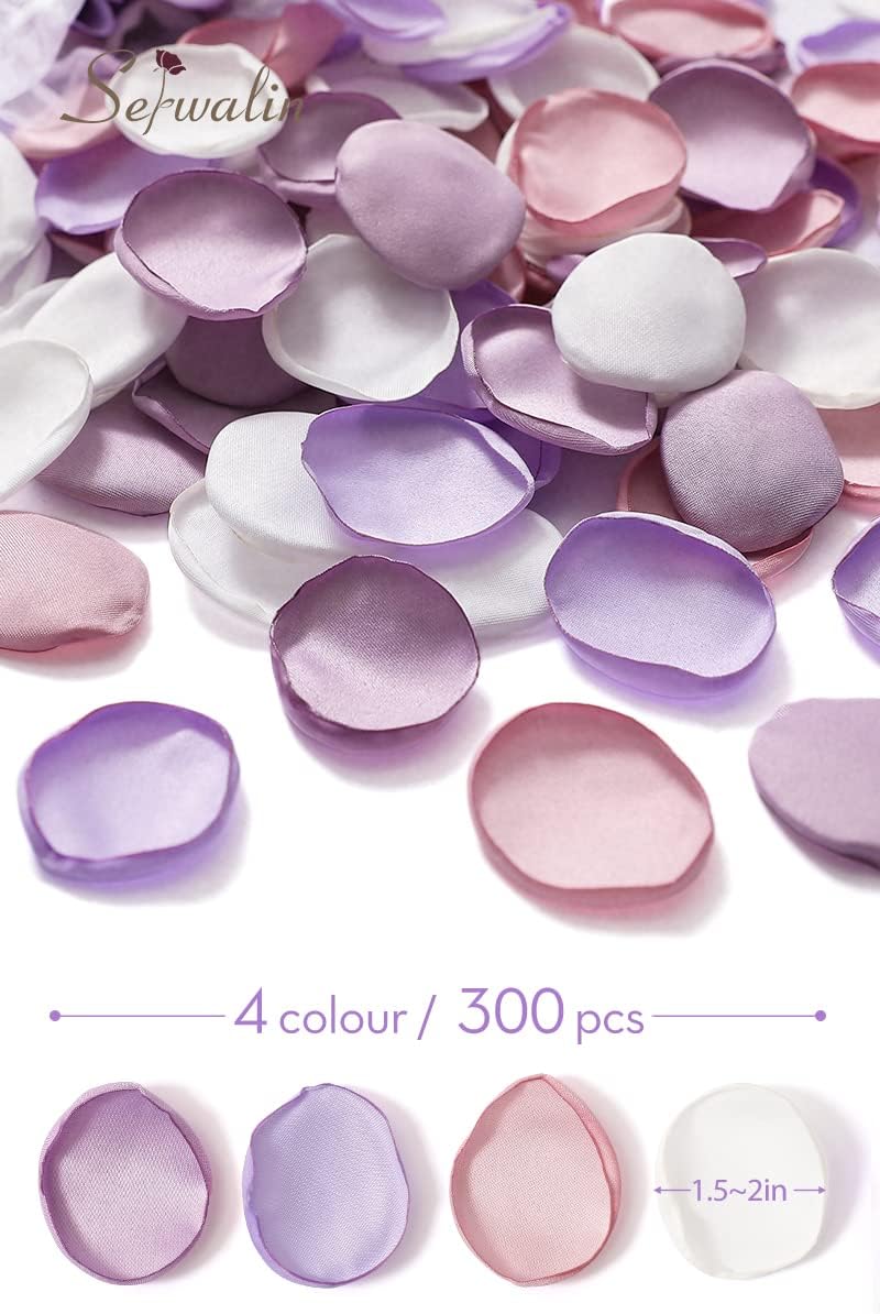 Serwalin 300Pcs Silk Rose Petals Artificial Flower for Weddings Proposal - Purple Pink for Romantic