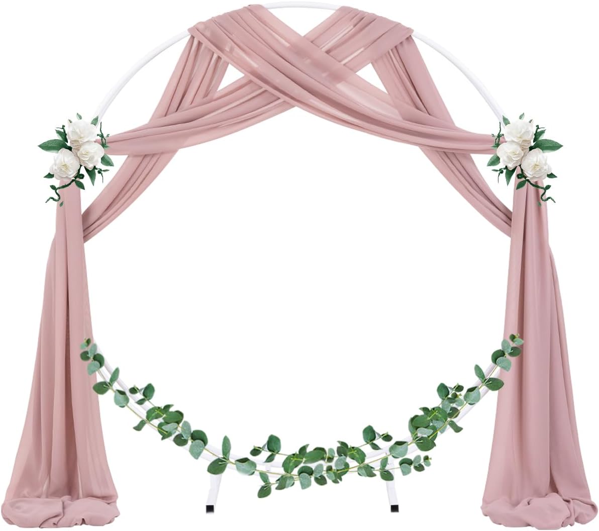 Socomi 29" x 19Ftt Wedding Arch Draping Fabric 2 Panels Dusty Rose Sheer Chiffon Curtain Drapes 6