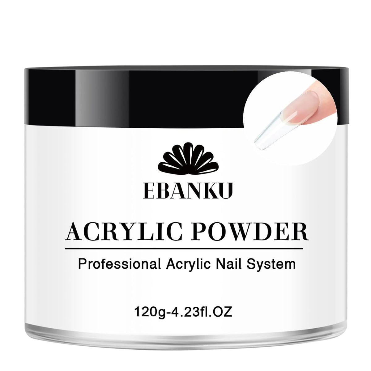 EBANKU Clear Acrylic Nail Powder, Long Lasting 3D Fingernail Carving & Nail Extensions