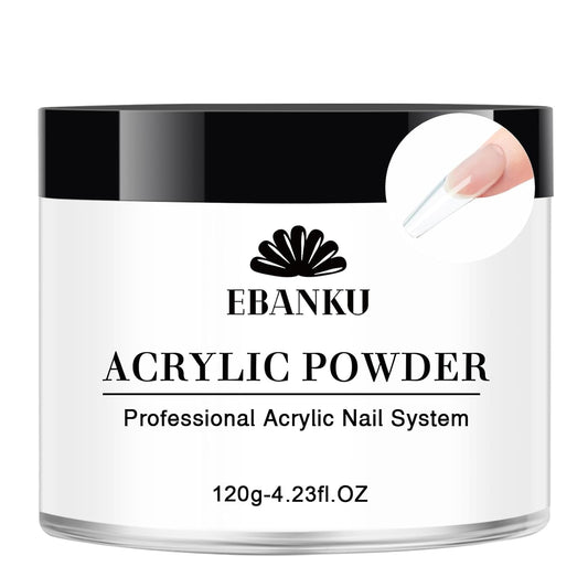 EBANKU Clear Acrylic Nail Powder, Long Lasting 3D Fingernail Carving & Nail Extensions