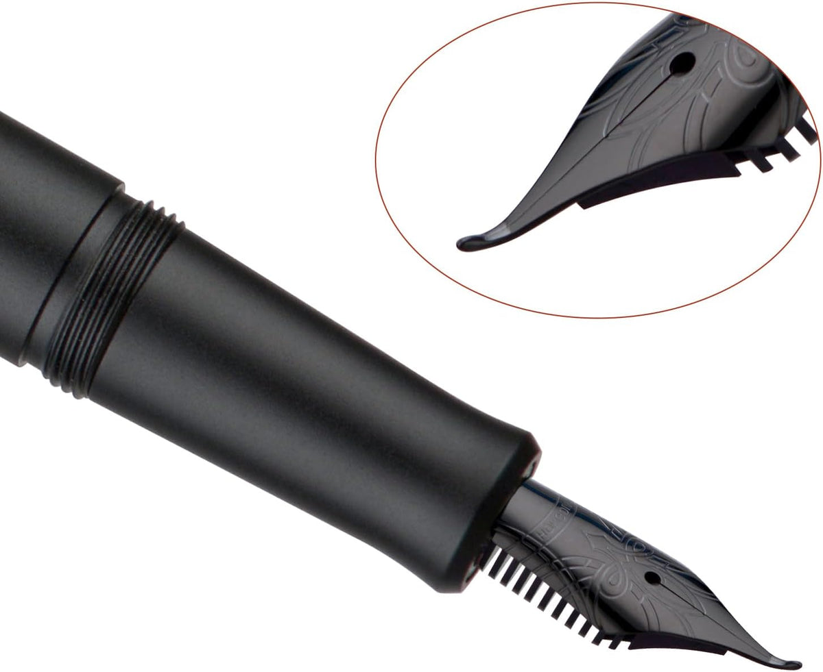 Hongdian M2 Mini Fountain Pen with Bent Nib, Sleek Shape Aluminium Short Pocket Travel Pen (Matte