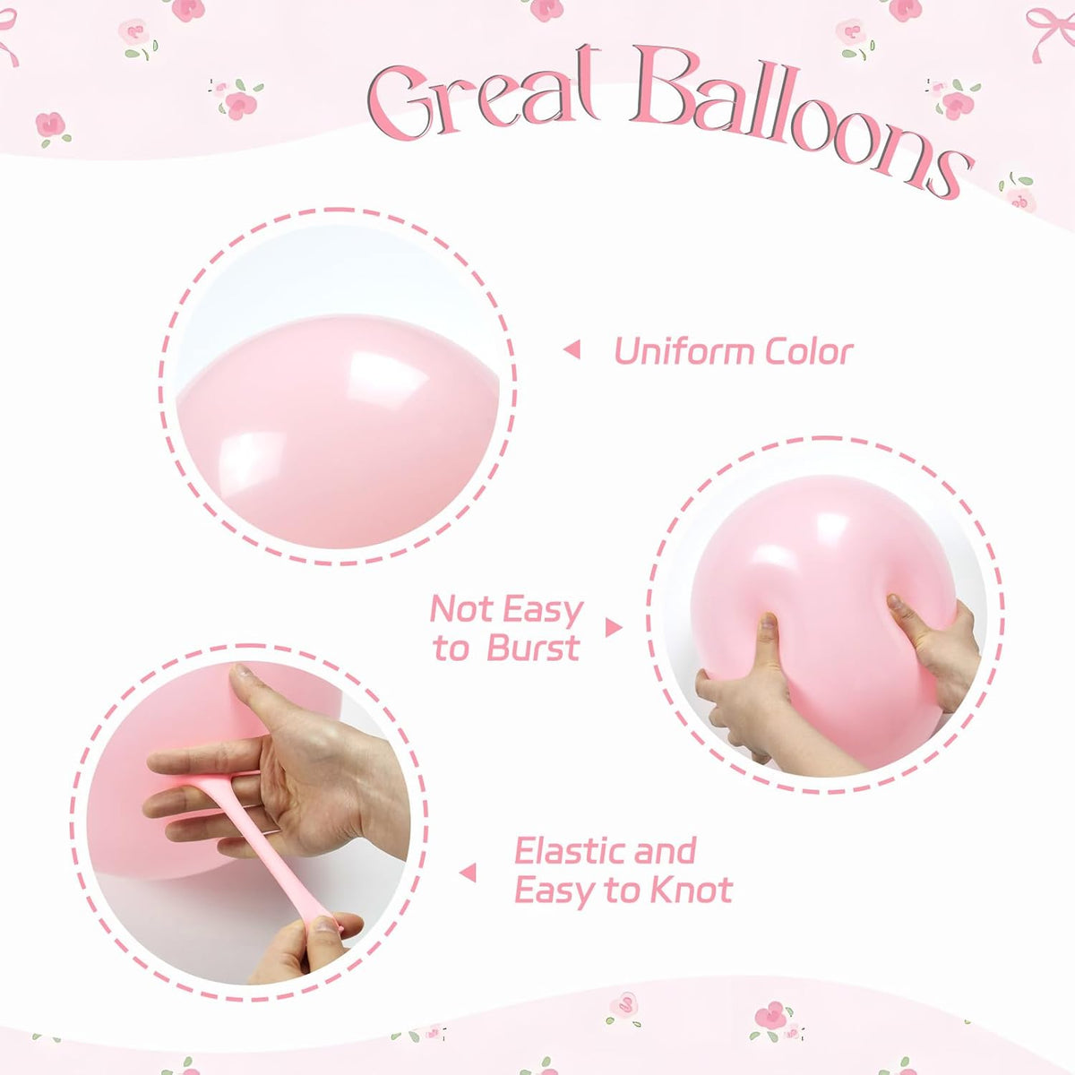 60pcs Pink Bow Balloons 12inch with Pink White Clear Bow Balloons for Pink Coquette Wedding Baby