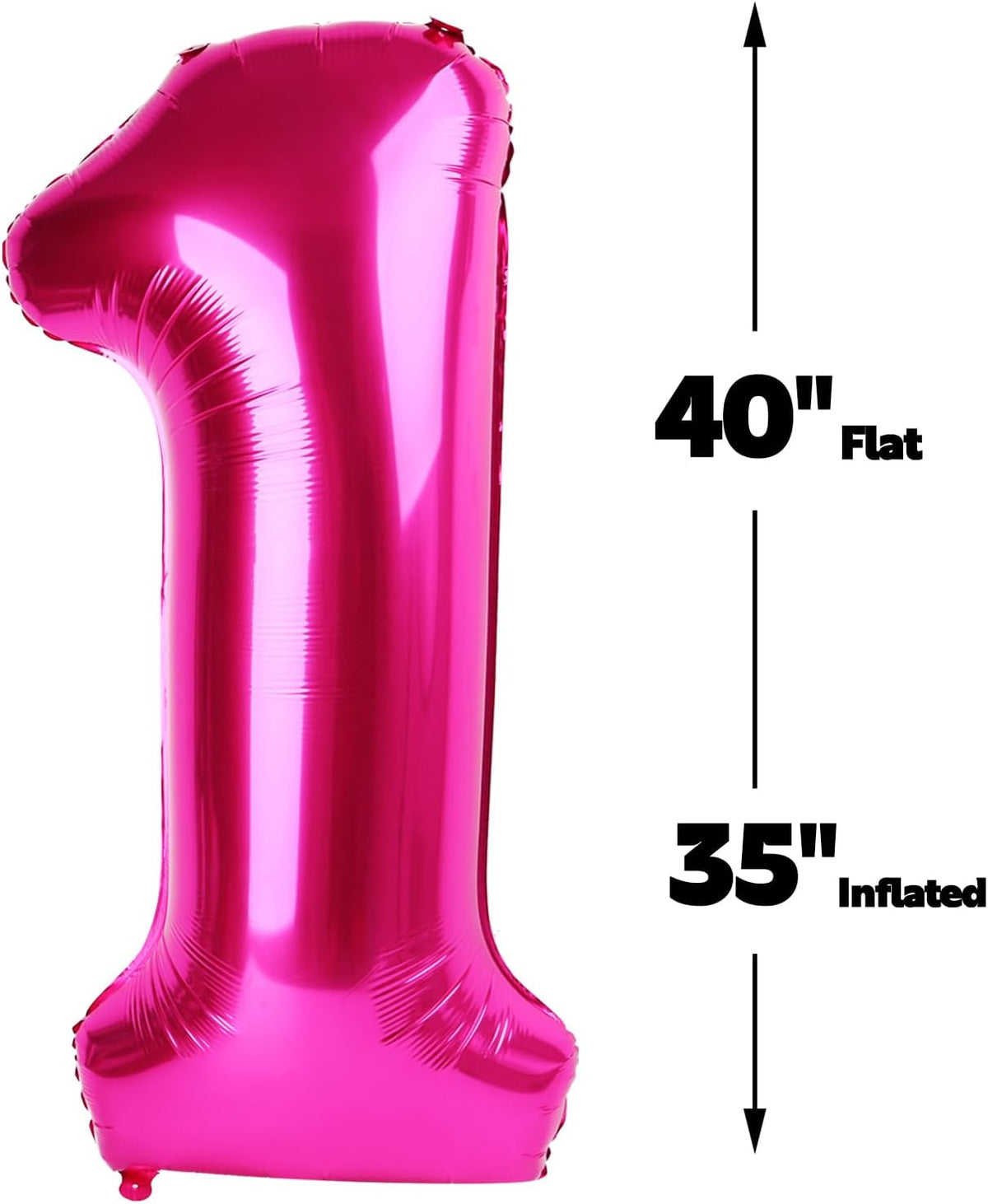 Hot Pink Number 1 Balloon 40 inch, Number 1 Birthday for Boy Girl, Hot Pink Foil One Balloon for