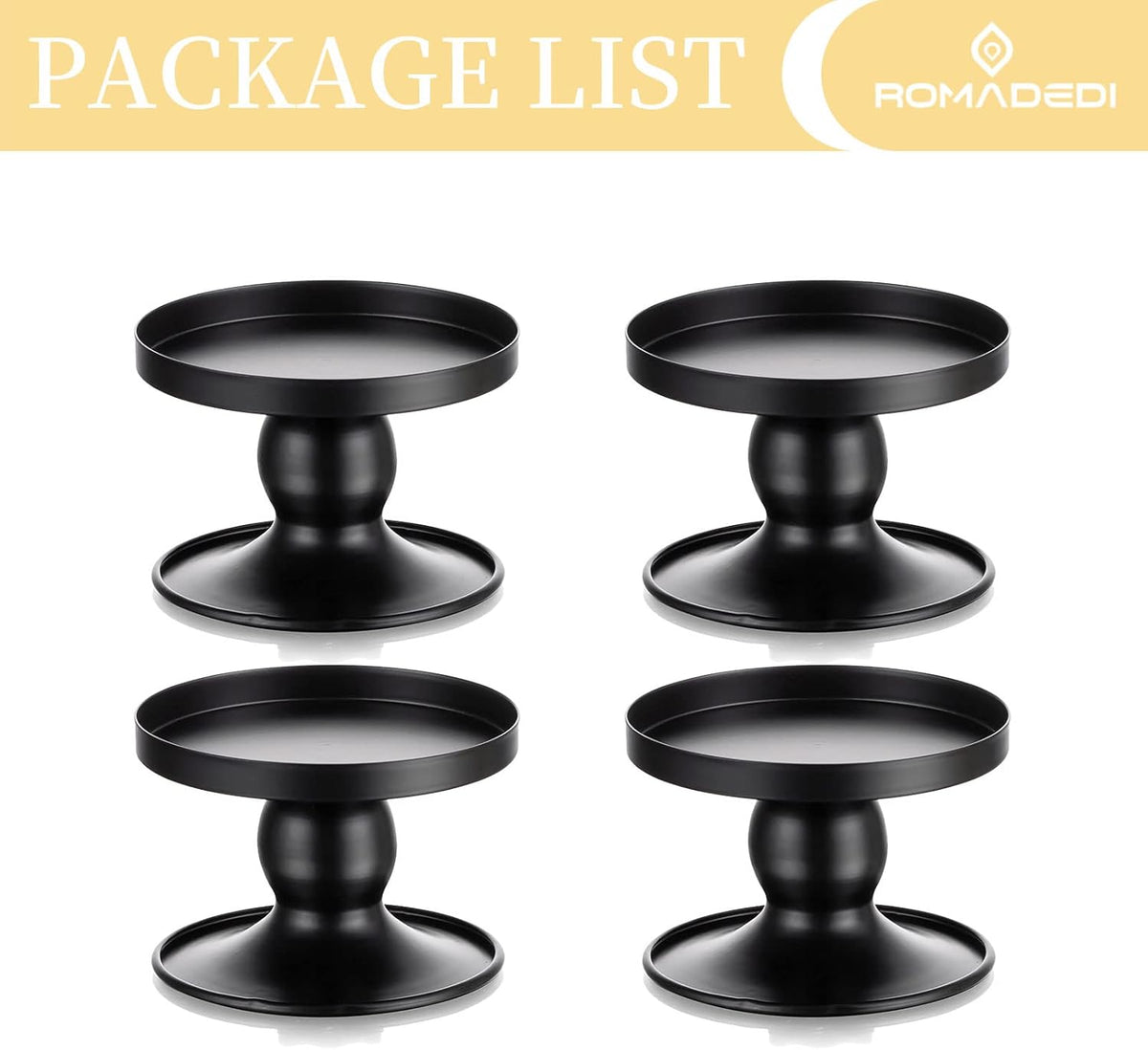 Romadedi Candle Holders for Pillar Candles, Black Pillar & Taper Candle Holder, Small Metal Candle