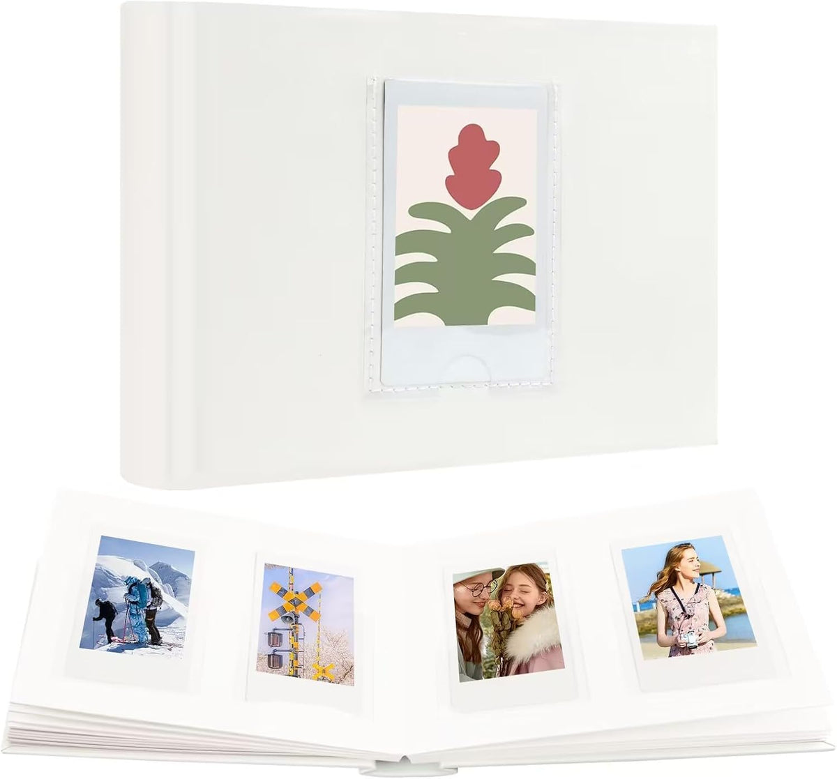 64 Pocket Mini Photo Album with Writing Space,Faux Leather Cover, Compatible with 2x3 Inch Polaroid