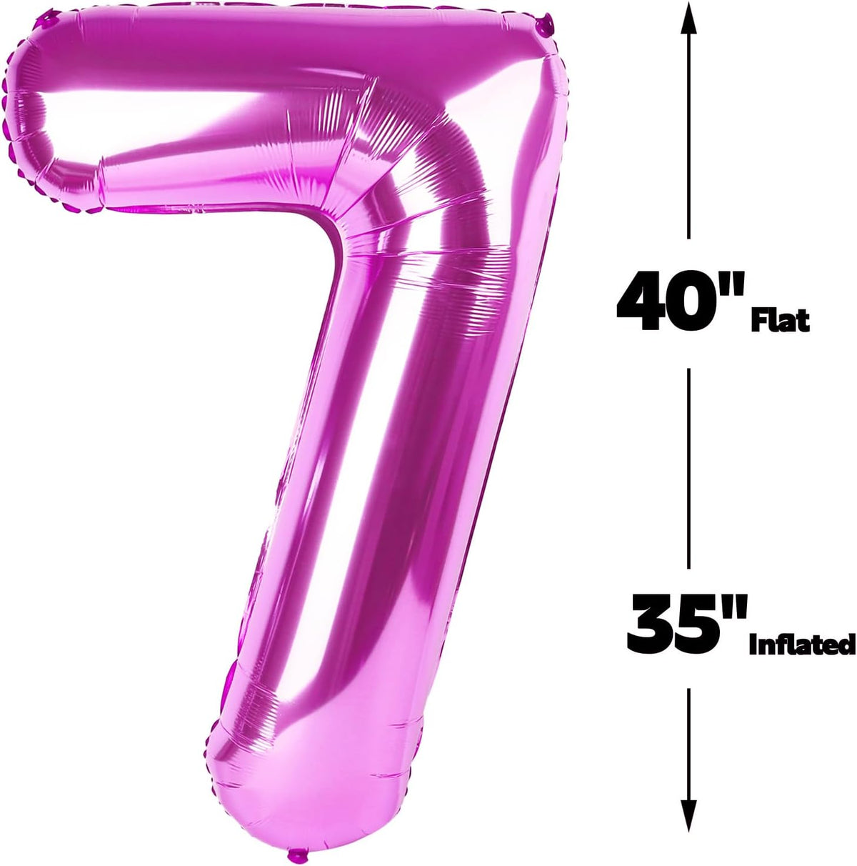 Digital Number 7 Rosy Purple Birthday Balloon 40 Inch, Foil Balloons for 7 17 27 70 77 Party