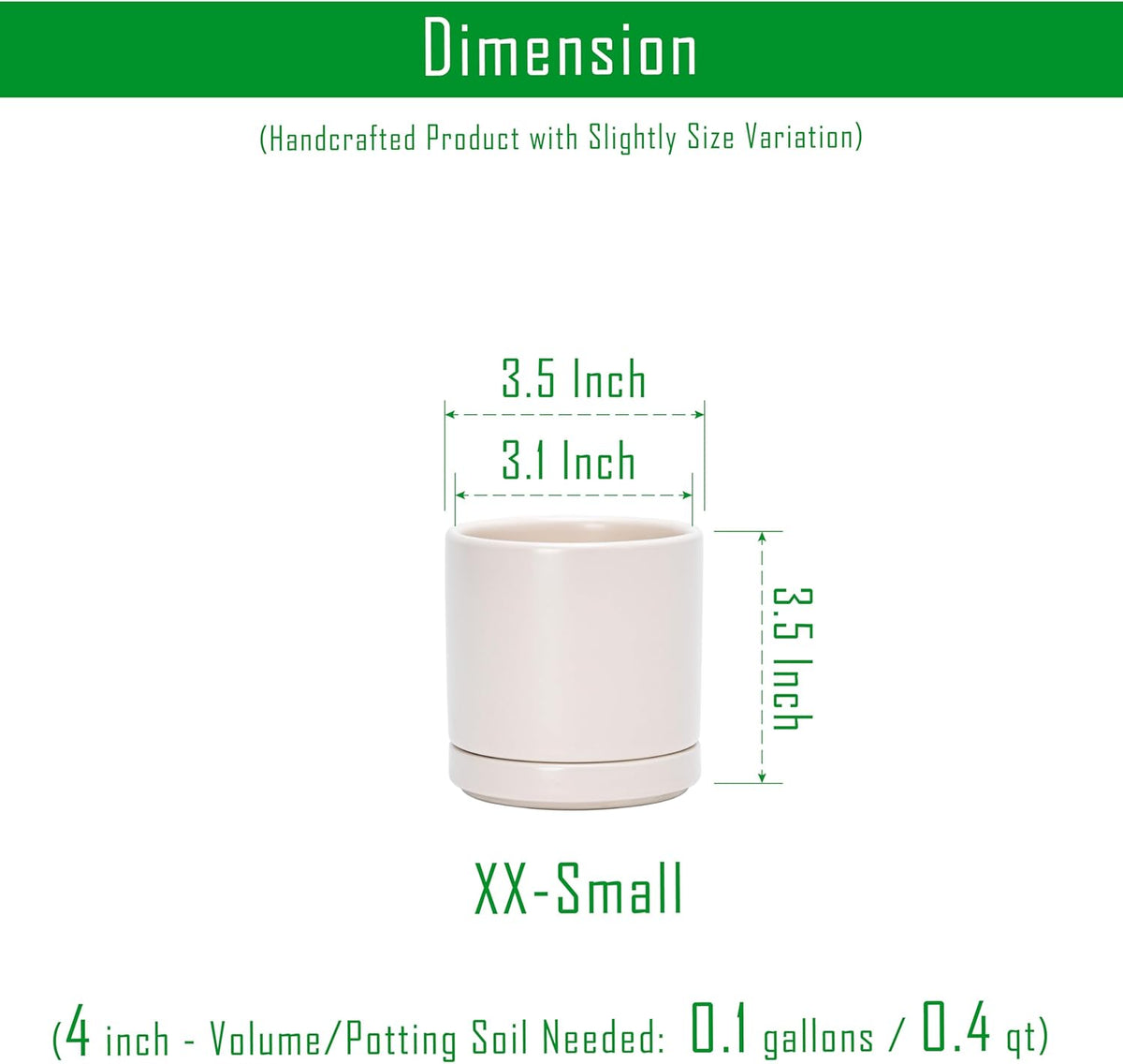 D'vine Dev Set of 4 Small Ceramic Plant Pots, 3.5 Inch Succulent Planter Pot for Plants with