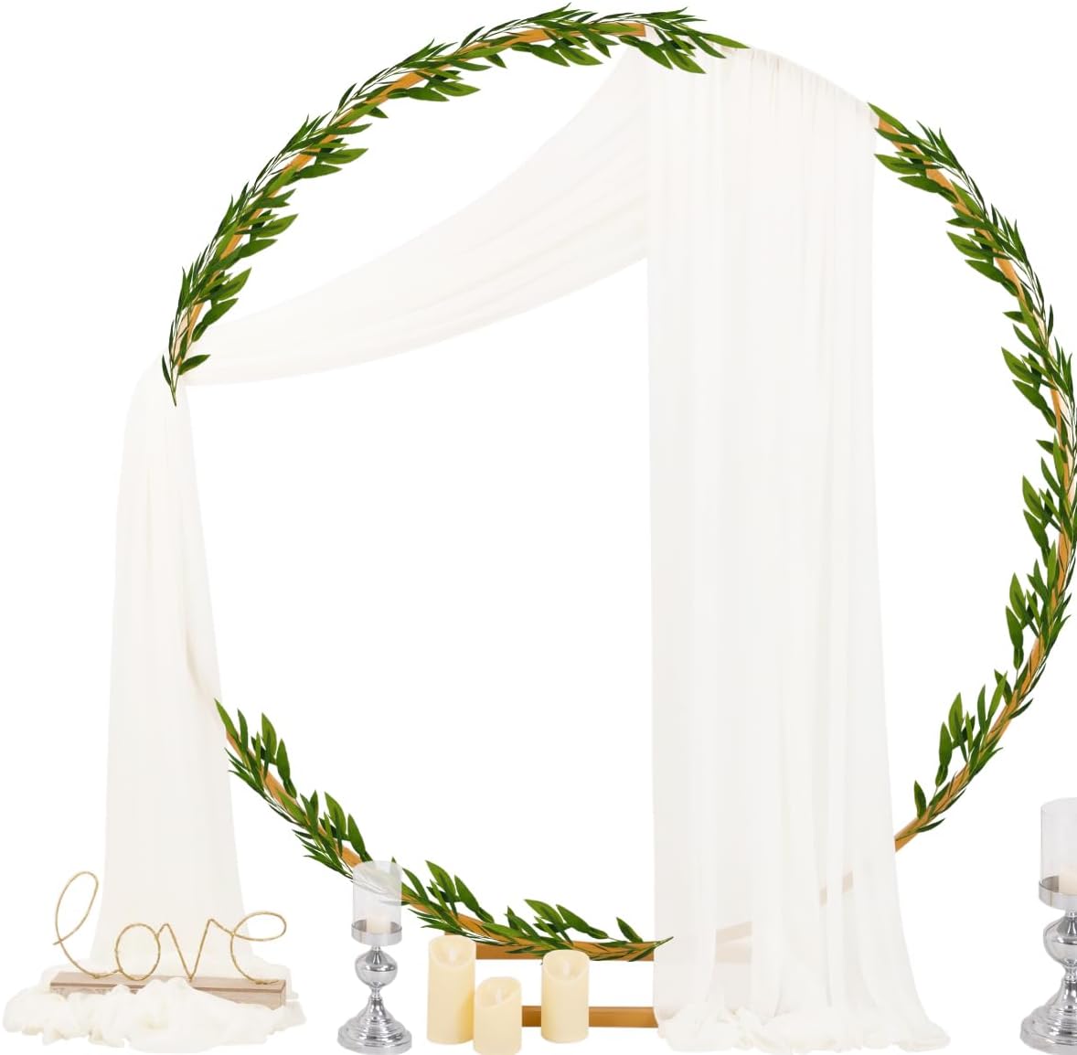 Socomi Ivory White Wedding Arch Draping Fabric 29" x 20Ft 2 Panels Sheer Outdoor Curtain Drapes