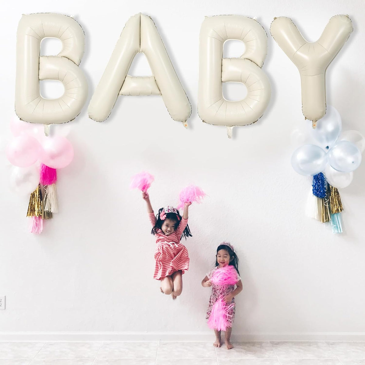 N Letter Balloons Cream, 40 Inch Alphabet Foil Word Balloon, Large Mylar Inflatable Beige Name