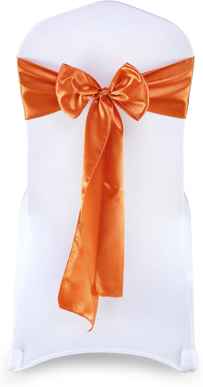 MDS Pack of 200 PCS Satin Chair Sashes Charmeuse Sateen Dining Chair Bows Ribbon Ties Back Sash for