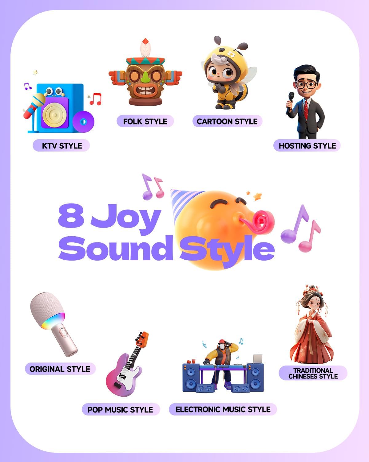 Wireless Bluetooth Karaoke Microphone, 5-in-1 Portable Handheld Mic Speaker with Dynamic Lights