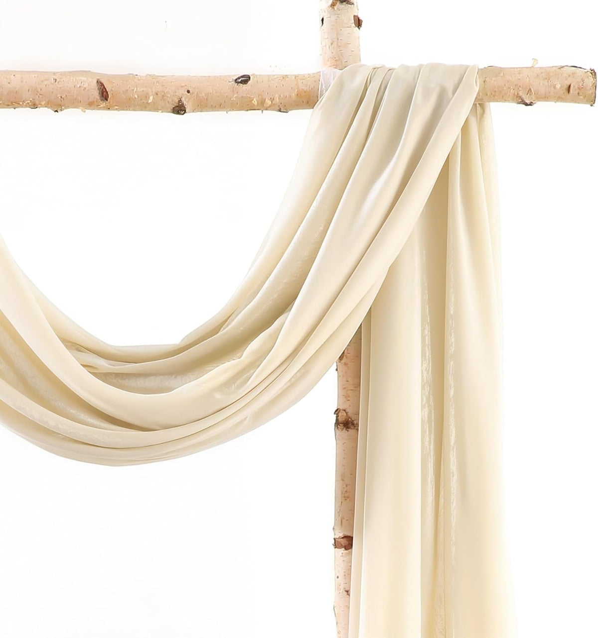 Wedding Arch Draping Fabric 1 Panel 18Ft Nude Sheer Chiffon Curtain Drapes 6 Yards for Wedding