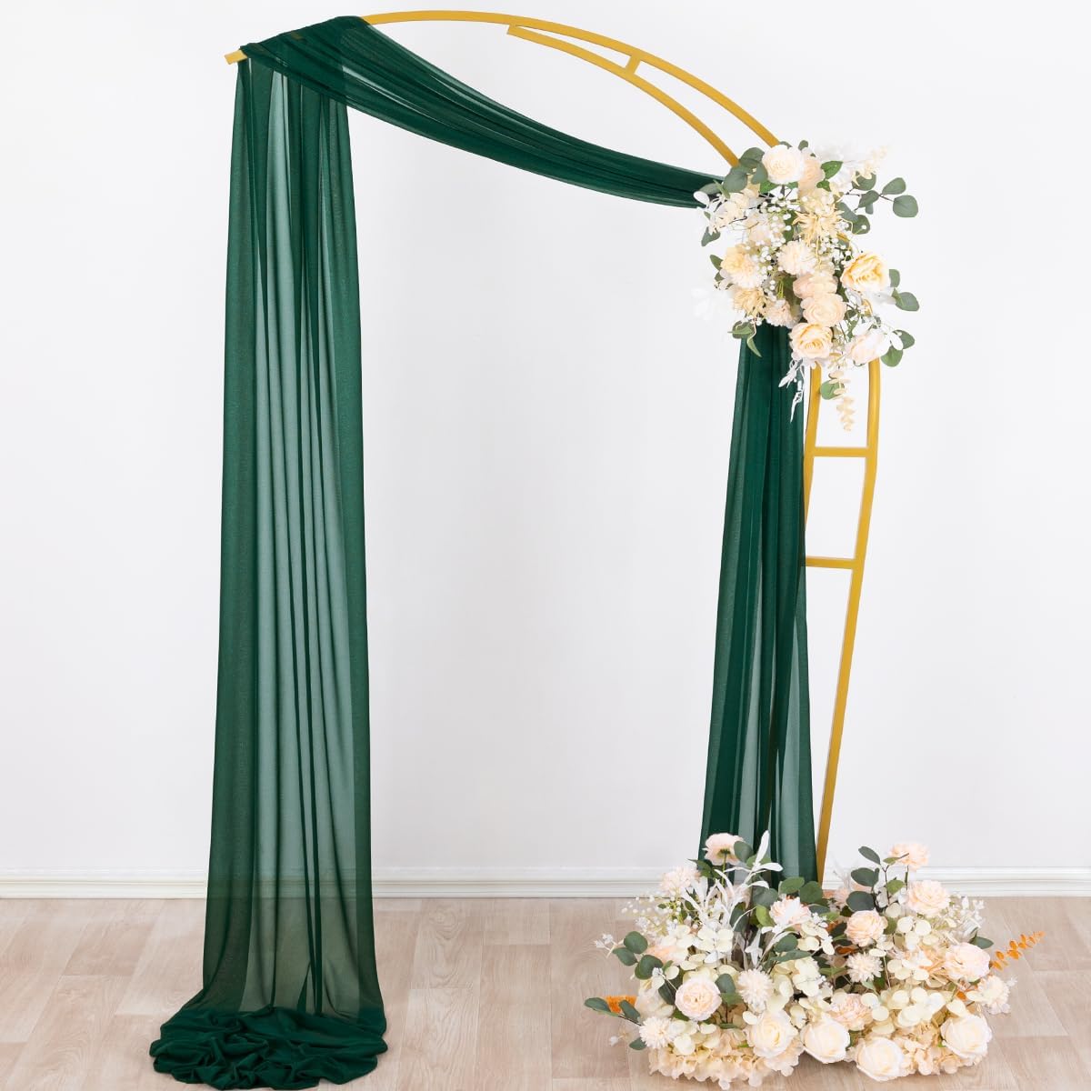 Socomi Wedding Arch Draping Fabric 29" x 20Ft 2 Panels Emerald Green Sheer Outdoor Curtain Drapes