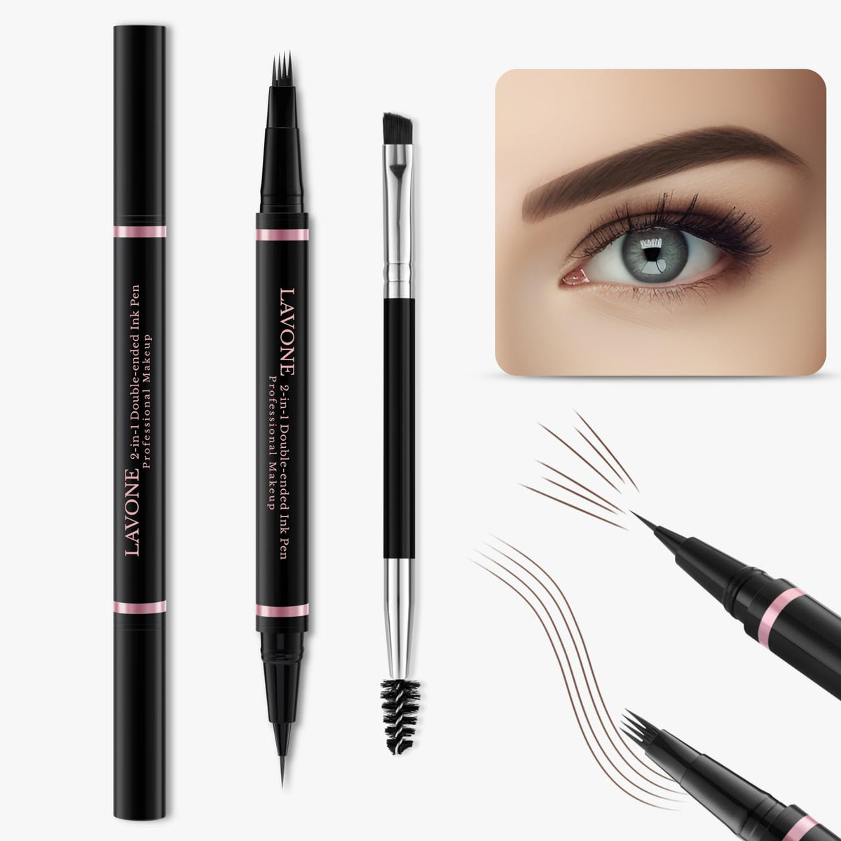 Eyebrow Pencil Makeup Kit, with Waterproof 2-IN-1 Microblading Eyebrow Pen, Eyebrow Pomade