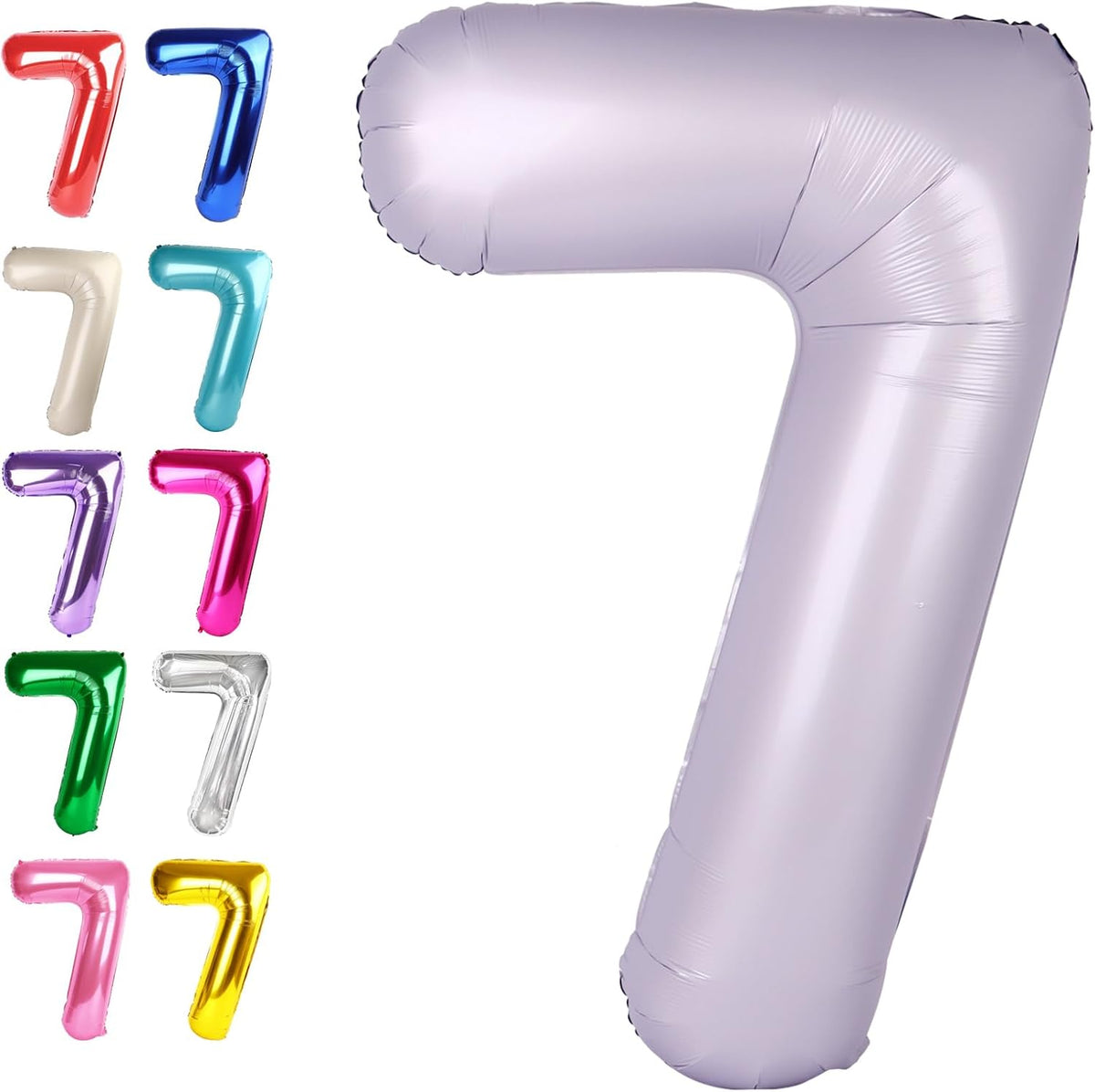 Digital Number 7 Lavender Birthday Balloon 40 Inch, Foil Balloons for 7 17 27 70 77 Party