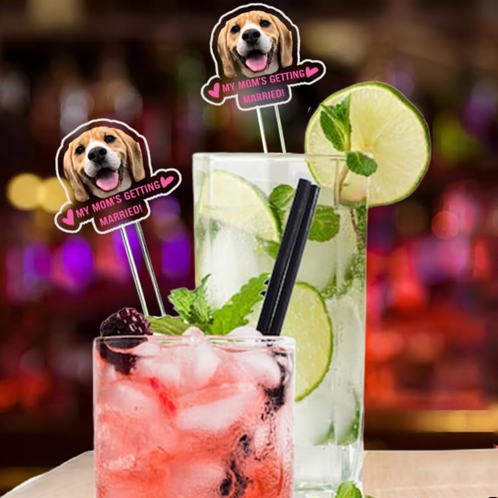 Personalized 50 pcs Double-Sided Wedding Pet Stir Sticks, Custom Dog Cat Stir Stick, Acrylic