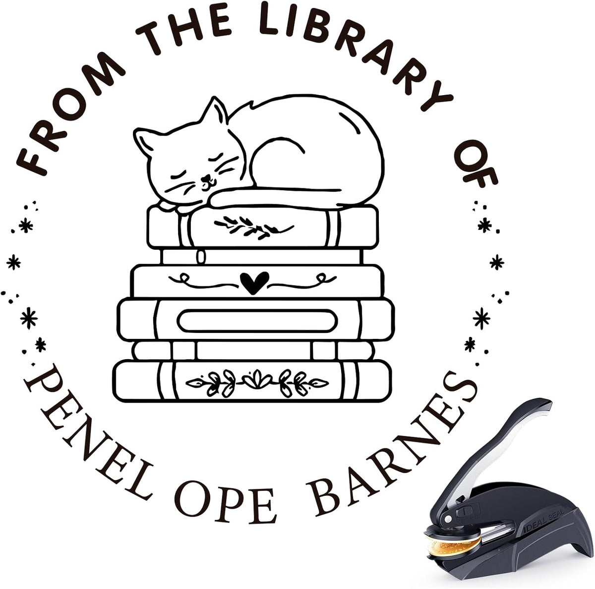 Custom Book Embosser - Personalized Stamp with Gifts for Book Lovers, Ex Libris Embossing Tool for