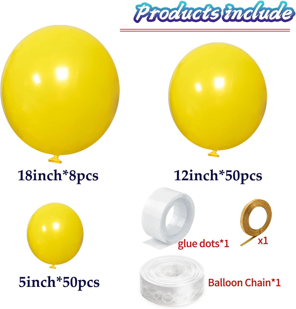 KAWKALSH Yellow Balloon Arch Kit 111Pcs 18 12 5 Inch Latex Party Balloons Garland for Birthday Baby