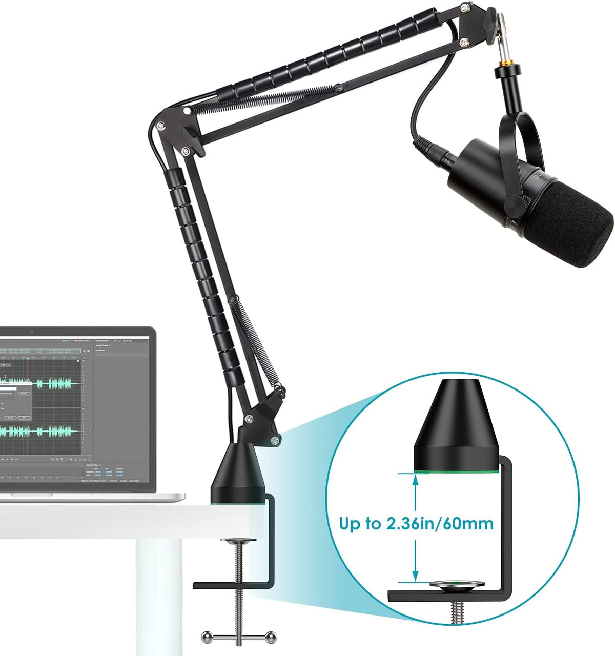 MV7 MV7X MV7+ Boom Arm - Mic Arm with Foam Cover Windscreen Compatible with Shure MV7 and Shure