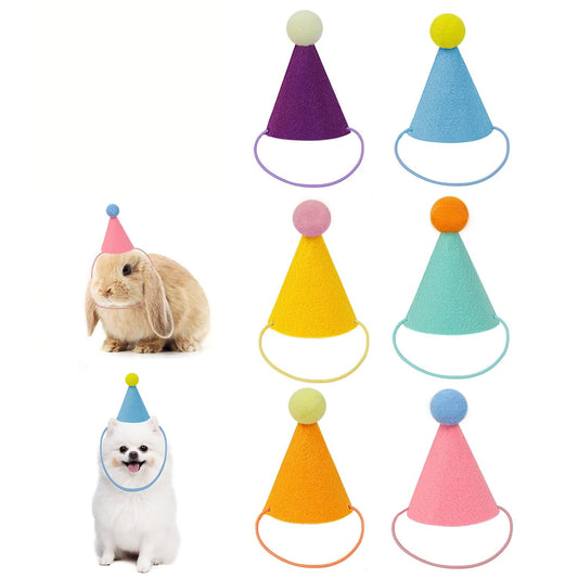 Muccibi 6pcs mini party hats for stuffed animals,birthday party hats (Birthday Decorations for