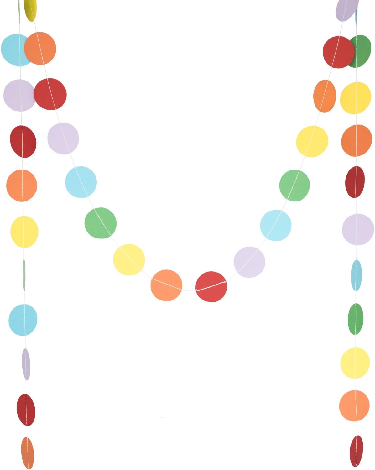 Chloe Elizabeth Circle Dots Paper Party Garland Streamer Backdrop (10-Pack, 10 Feet Per Garland