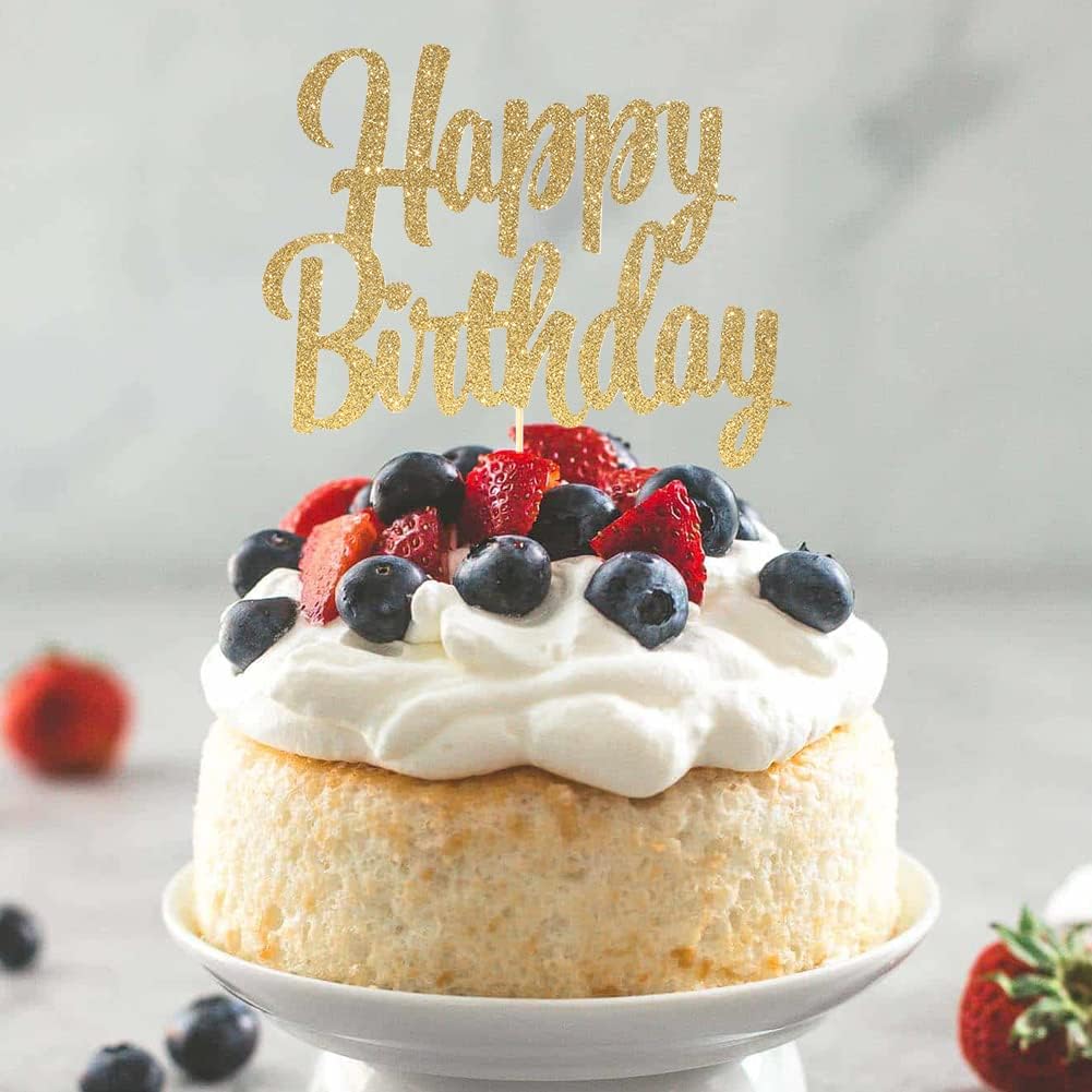 Happy Birthday cake topper - 1/10/13/15/16th gold cake topper, 1st/21st birthday party cake Happy